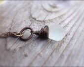 Wire Wrapped Lake Michigan Beach Glass Necklace on Antiqued Brass Chain - Kitschish Wire Wrapped Lake Michigan Beach Glass Necklace on Antiqued Brass Chain - Kitschish