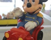 Mickey Mouse Train Bank - 1977 - Plastic Bank - No Stopper