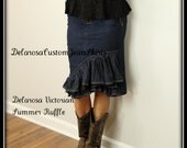 Delarosa Victorian Summer Ruffle denim skirt Custom Order to Your size 0-18