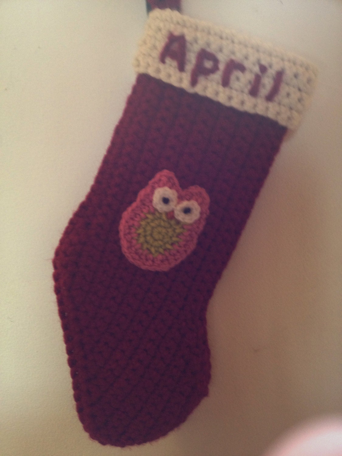 Crochet Custom PERSONALIZED OWL Christmas STOCKING - Decoration - Any Colors