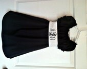 Black Peasant Dress with Monogrammed Sash Available In Many Color Combinations