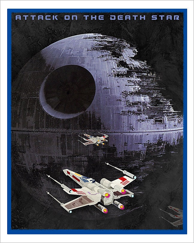 Star Wars Death Star poster - Attack on the Death Star - 11x14 print - Starwars poster