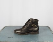 Vintage Brown LEATHER Lace Up BELTED Boots. 5.5 (Euro 36)