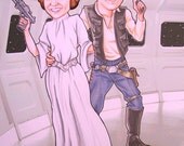 Princess Leia and Han Solo Star Wars Custom Portrait Couple Wedding Anniversary