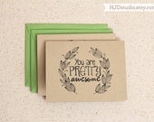 You are pretty awesome - set of two kraft cards - choose envelope color