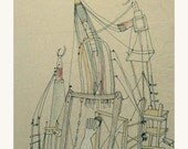 ARTIST'S STUDIO original drawing  still life ink pencil