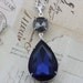 Navy Blue Necklace Wedding Sapphire Black Diamond Large Necklace 16" Silver Bridesmaids Jewelry Necklace Bridesmaids Matching