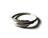 Feather Ring, Handforged Sterling Silver Ring, Hammered Silver