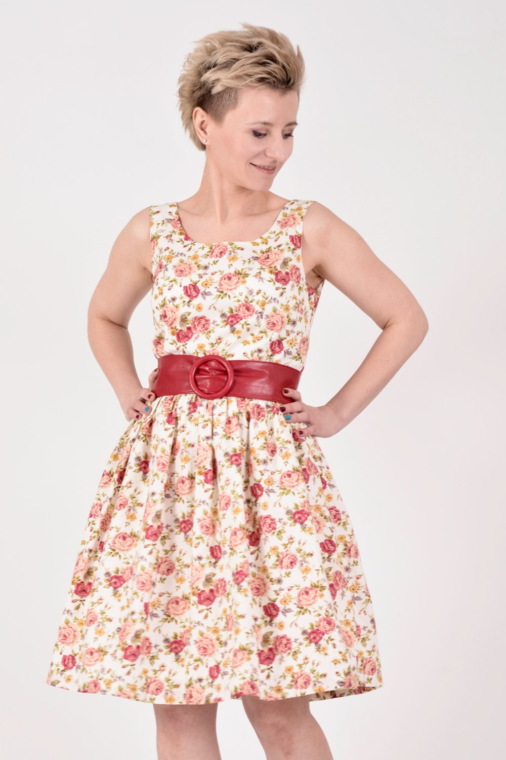 Bridesmaid dress, cotton dress, custom made dress, flower dress, Bouquet of Roses Dress