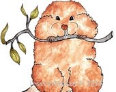 Buddy the Beaver Watercolor & Ink Illustration
