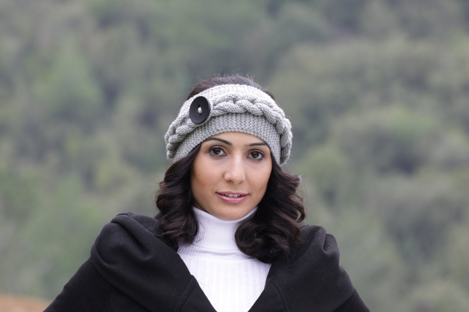 Knit headband for women in grey