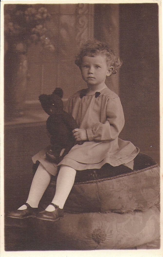 Vintage Photograph, Real Photo Postcard Child with Teddy Bear