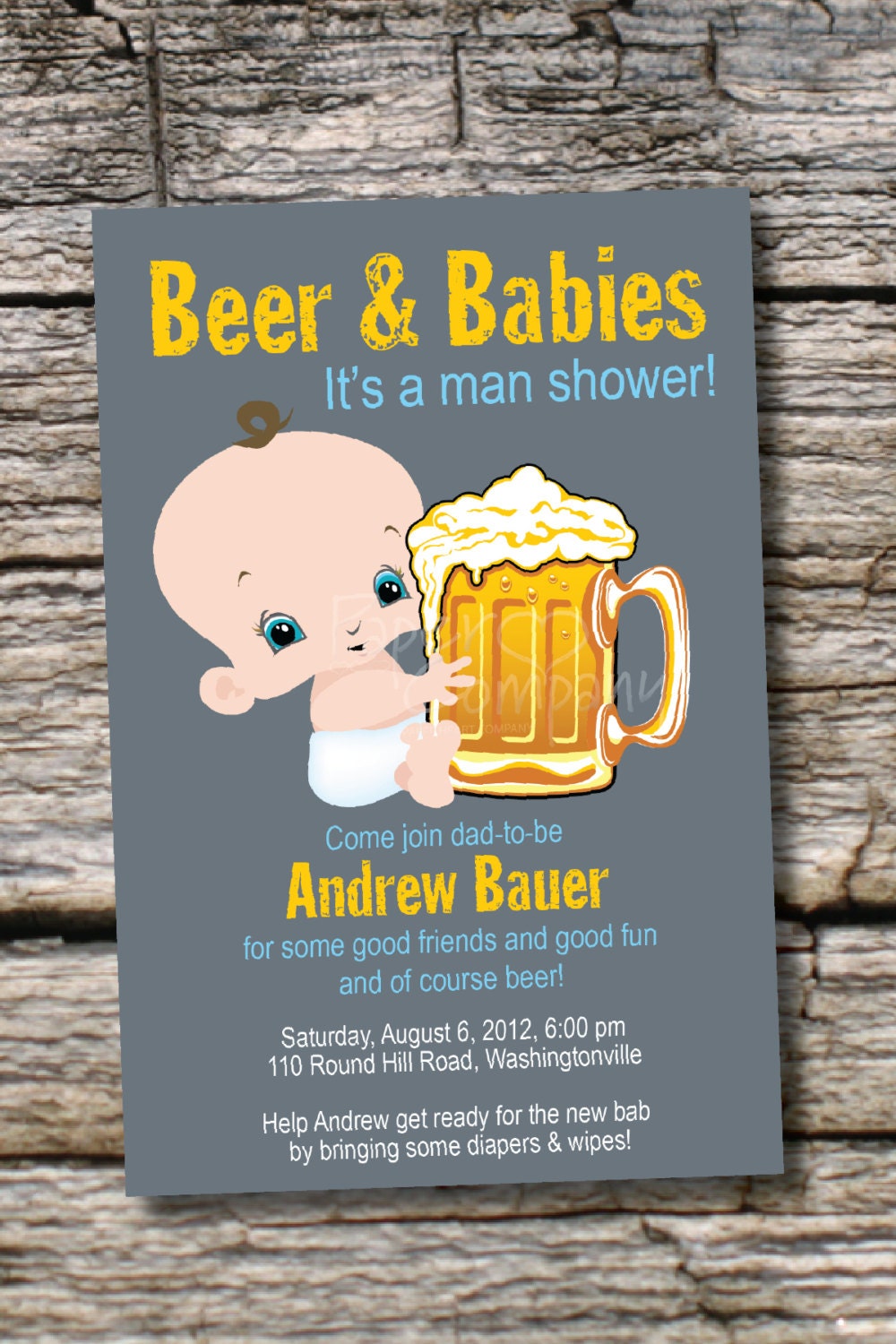 MAN SHOWER Beer and babies Diaper Party Invitation Printable diy Customizable