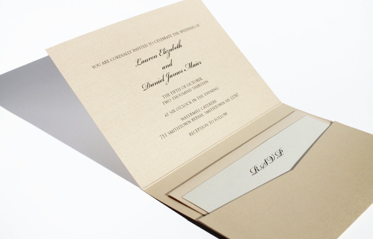 Pocket Wedding Invitation with monogram