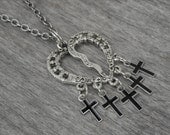 Black Cross Necklace, Heart Necklace, Cross Necklace, Gothic Necklace, Gothic Jewelry, Pastel Goth, Soft Grunge, Nu Goth, Goth Necklace,