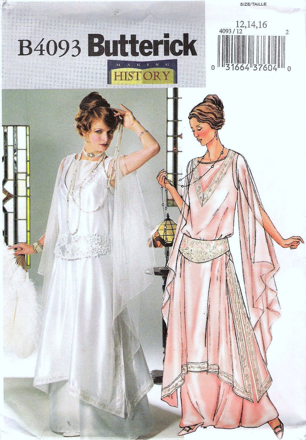 1920s Wedding Gown, Wedding Dress, Evening Gown, Downton Abbey Inspired,1920s Inspired Sewing Pattern Butterick 4093 Sizes 12, 14, 16, uncut