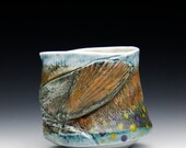 Porcelain Trout Yunomi with Interior ( Hand Painted Brook Trout Tea Bowl) Unique and One of a Kind