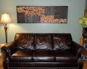 72" x 24" HUGE Wood Mosaic Wall Decor with a touch of red