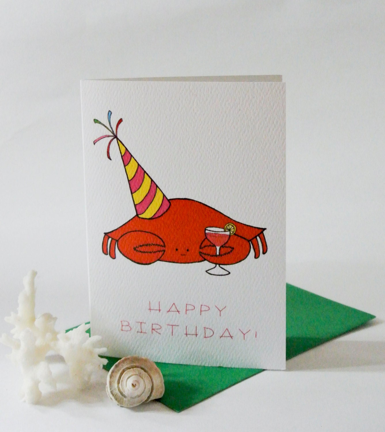 Happy Birthday - Cute and Funny Crab Birthday Card (blank on the inside)