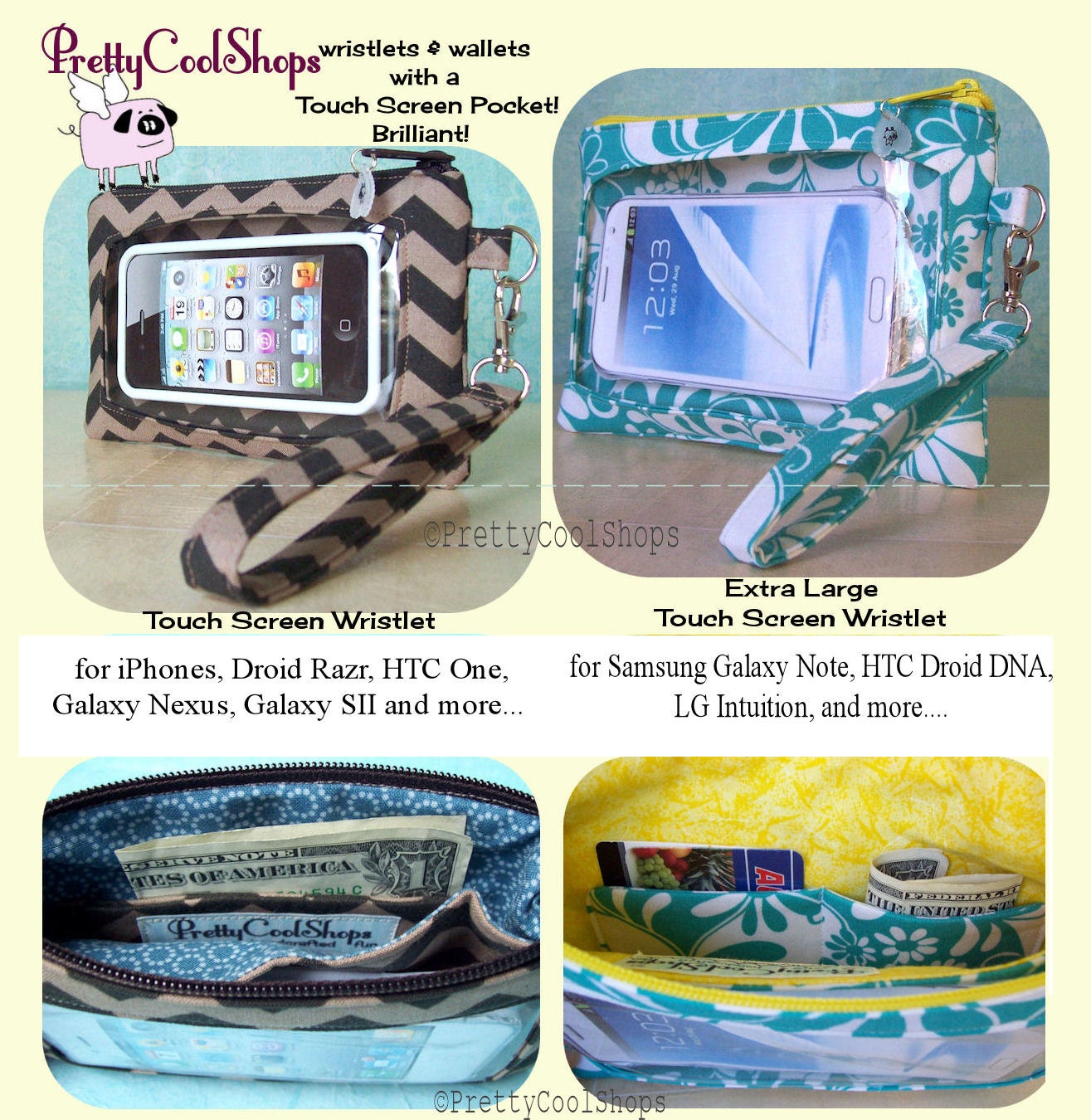 mushrooms, choose your fabric, Touch Screen Wristlet, iphone wallet, phone wristlet, DNA case, LG intuition, Galaxy note