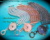 Multi Strand Chain Link Pave Crystal Rhinestone Statement Watch Bracelet-  WATCH-LET