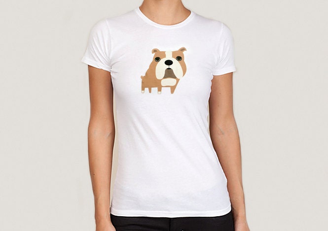 Bulldog t-shirt, womens, S, M, L, XL.