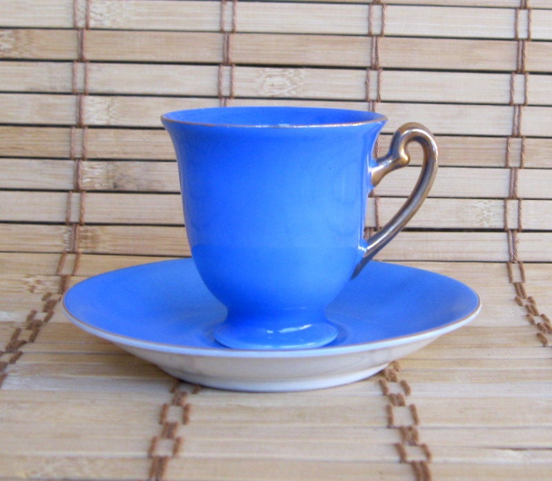 Vintage Cobalt Blue Demitasse Cup and Saucer