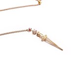 Clock Jewelry, Clock Hands Necklace, Delicate Necklace, Gold Necklace, Red Garnet Necklace, Swarovski Crystal Charm, Swarovski Necklace