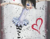 Giclee Art Print Signed Zombie Ballet by Lizzy Love apprx 5x7