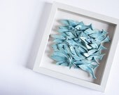 ceramic tile, nautical wall art, school of fish, white and blue home decor, wall hanging, modern, unique, sculptural.