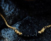 Black and Gold Necklace, gold and black onyx, delicate necklace, beaded necklace, black wedding theme, handmade