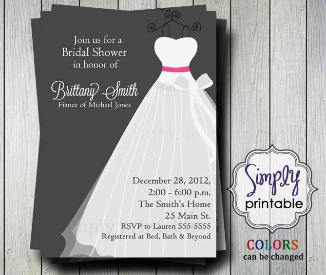 Wedding Dress Bridal Shower Invitation (Printable Digital File) Il_170x135