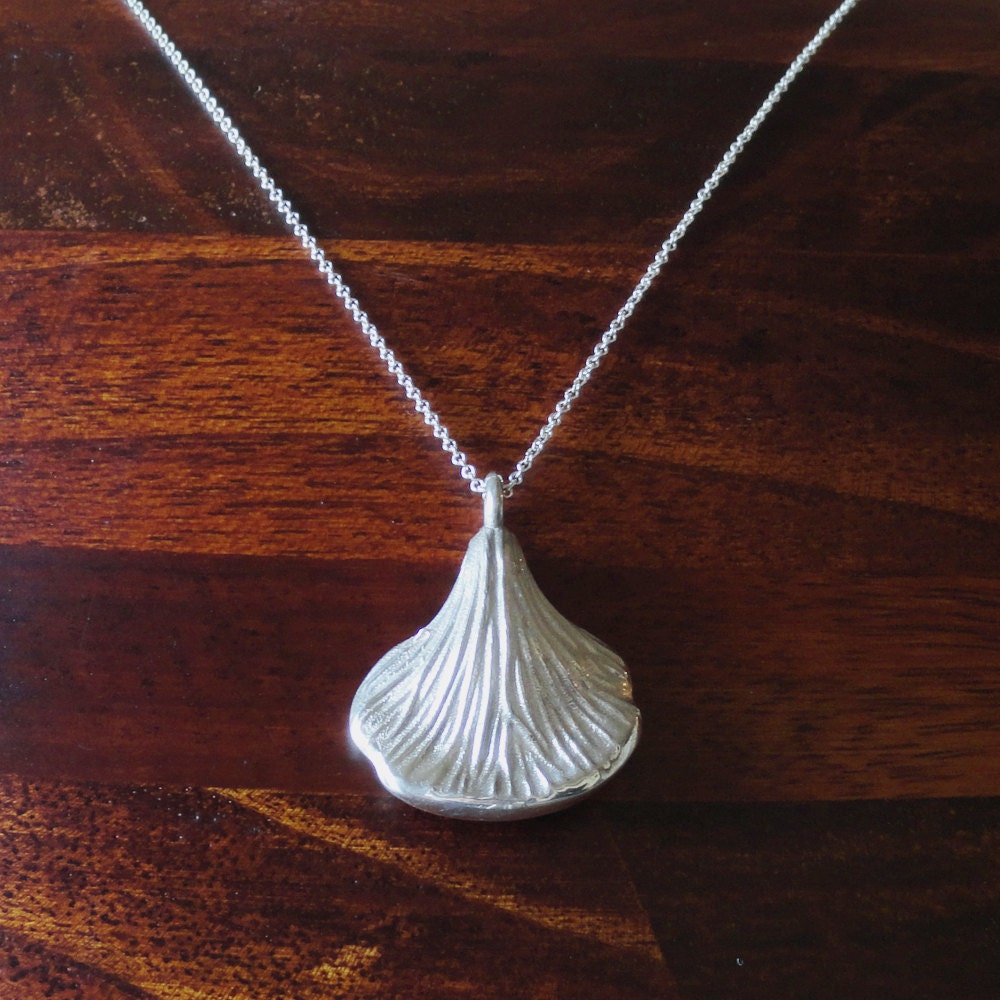 Oyster Mushroom Necklace in Silver
