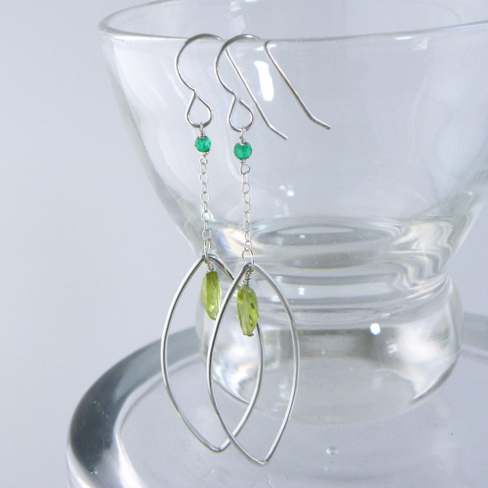 Bright Green Leaf Hoops