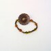 Button Jewelry, Brown Rhinestones, Olive Plastic Button, Leopard Beads, Amber Glass / Eco Friendly