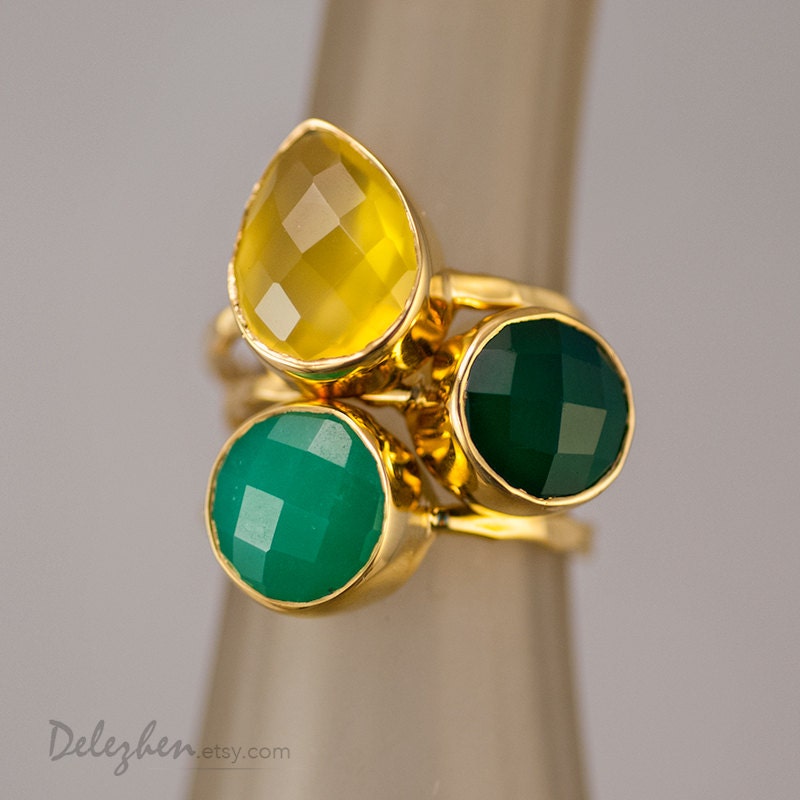 Stacking Rings - Stackable Rings - Gemstone Ring-  Bezel Rings - Gold Rings -  Vermeil Ring - Gift for Mom Mother's Day Gift