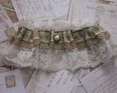 Edwardian floral - handmade victorian vintage style bridal garter choice of trimming