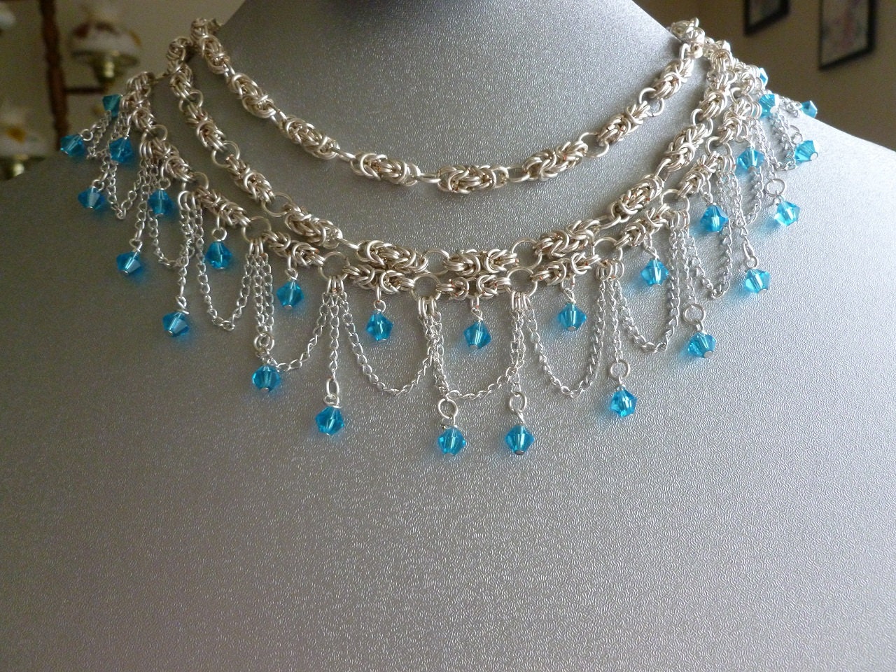 Cascading Silver and Blue