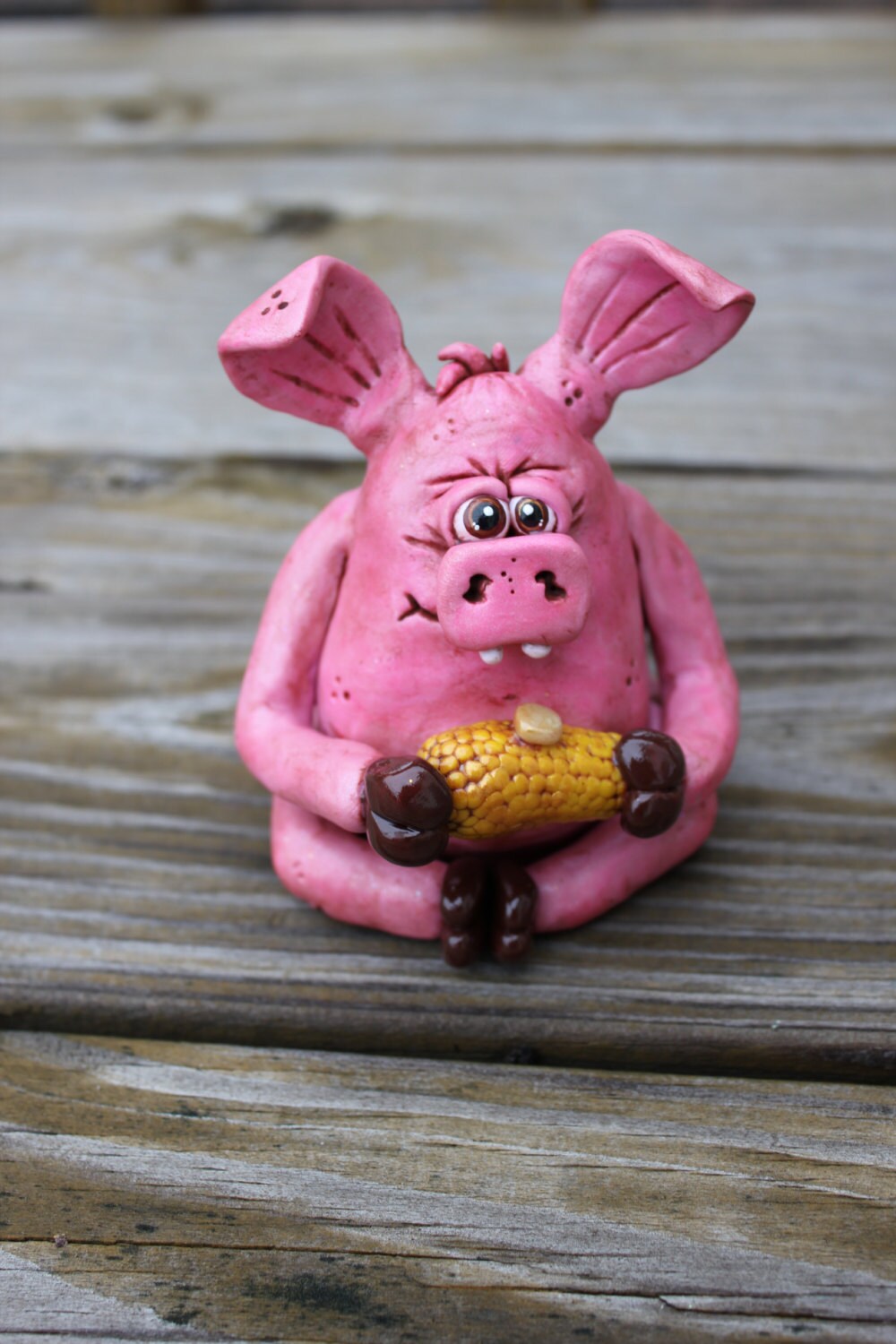 Corny Pig Polymer Clay Sculpture By Mirandascritters On Etsy