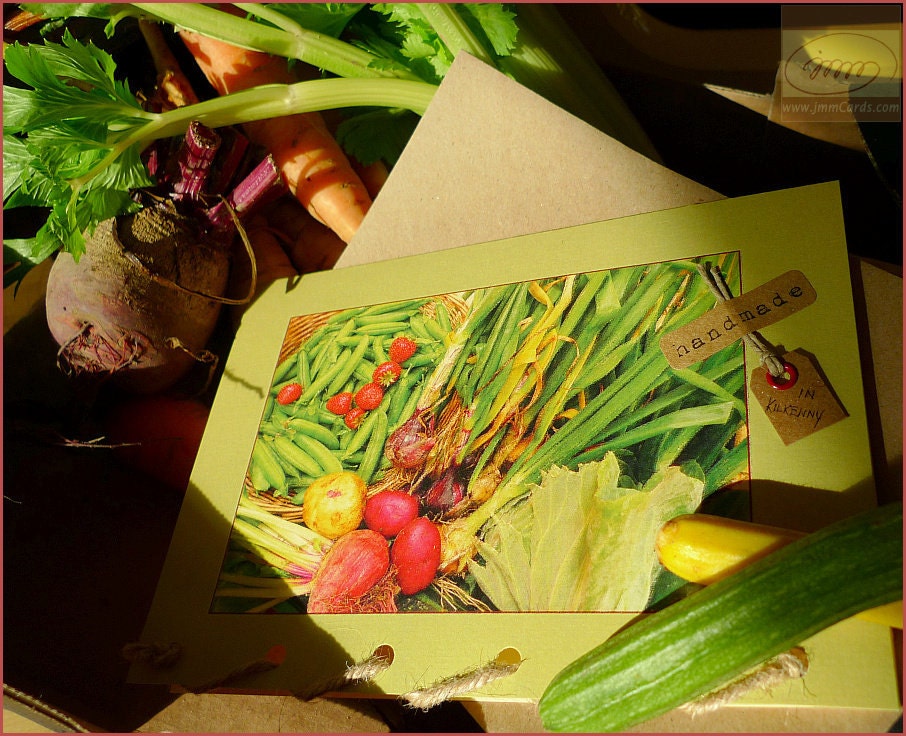 Organic Vegetables - Fresh Fruit and Veg - Suitable for Vegetarians - Personalised Card Handmade in Ireland