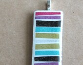 Colorful Washi Tape Modern Design on Glass Pendant Charm