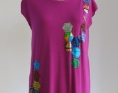 Jersey Dress with Hexagon Applique by Lavender in Brown
