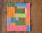 Mini quilt Mix & Match with Pink - Coaster- Candle Mat - Wall Art - decorative mini quilt - hostess gift