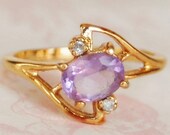 Vintage Purple Rhinestone Ring Size 8