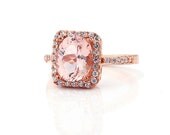 Natural  Morganite Solid 14K Rose Gold Diamond engagement Ring----Special - Gem593