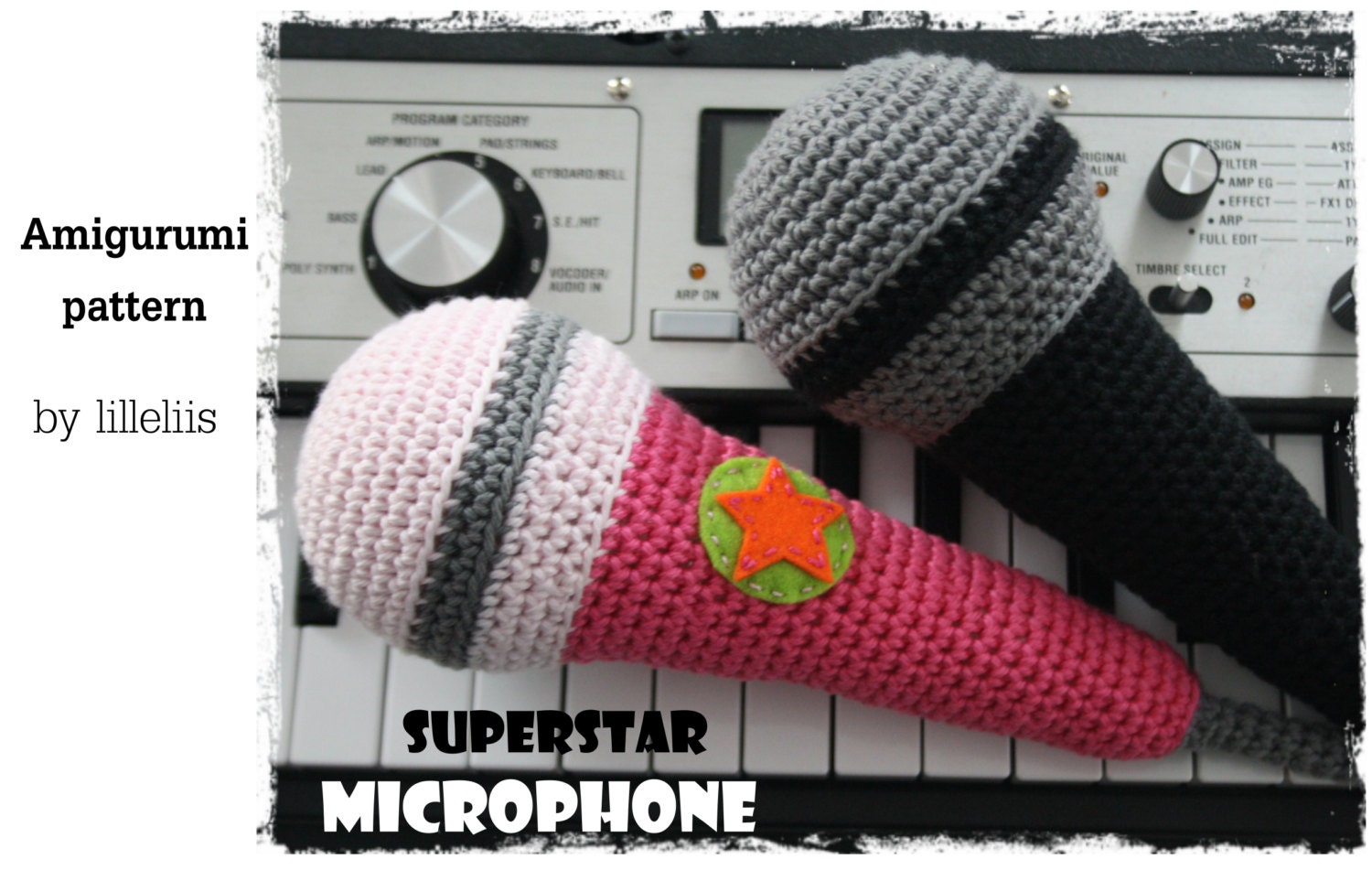 PATTERN - Superstar microphone, crochet amigurumi toy