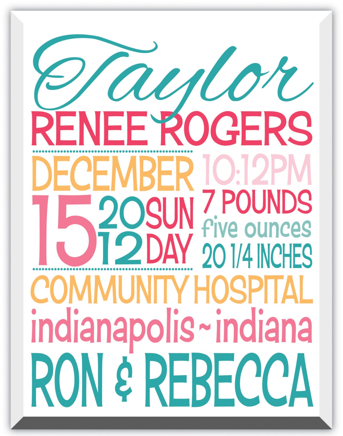 Personalized Typography BABY GIRL NURSERY Birth Announcement Word Art - 18" x 24" Canvas- Ready to Hang-Other sizes available Il_170x135