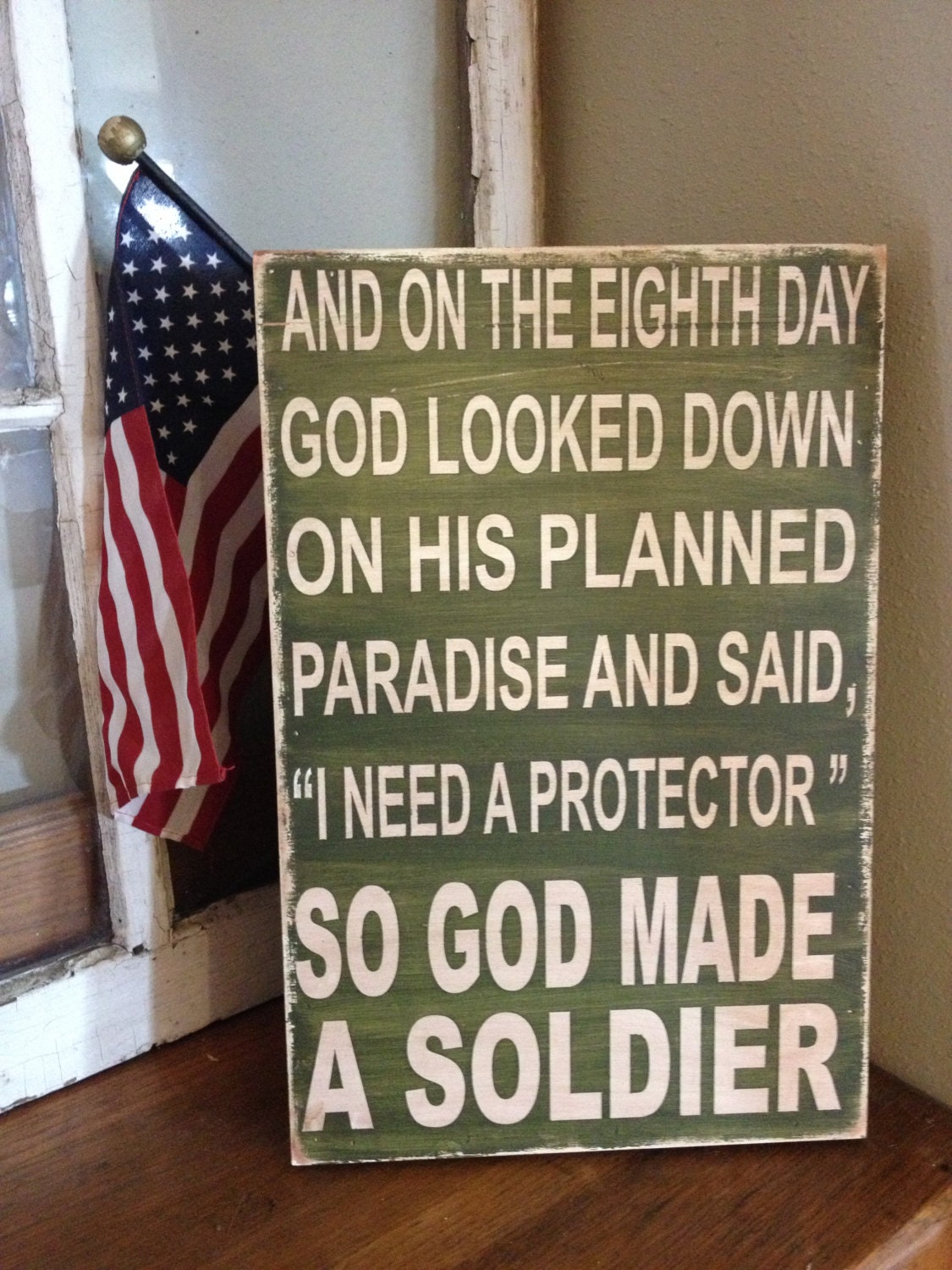 So God Made A Soldier - Marine - Sailor - Seaman - you choose your branch - 12x18 wood military sign