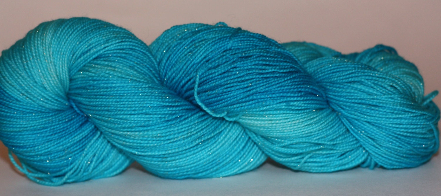 Sparkle (gold)- 100 grams - Hand Dyed Yarn- Caribbean Water Semi Solid