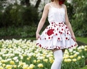 Sweet Lolita skirt -  White Cherry layered skirt -  Any size -